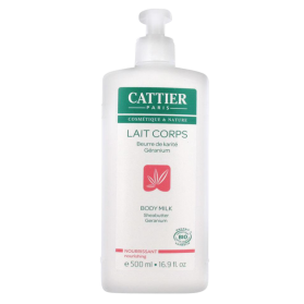 CATTIER - Lait nourrissant corps karité-géranium, 500 ml