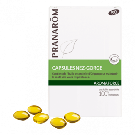 Pranarôm, Aromaforce, CAPSULES INHALATION BIO + INHALATEUR, Huiles  Essentielles 100% biologiques, Dégage le nez