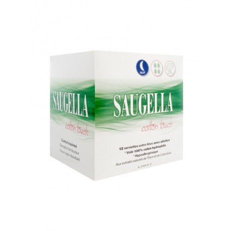 Saugella Cotton Touch Nuit 12 Serviettes Extra-Fines avec Ailettes Saugella Cotton Touch Nuit 12 Serviettes Extra-Fines avec Ailettes