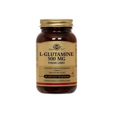Solgar L-Glutamine 500mg 50 gélules végétales Solgar L-Glutamine 500mg 50 gélules végétales