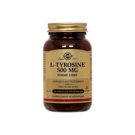 Solgar L-Tyrosine 500mg 50 gélules végétales Solgar L-Tyrosine 500mg 50 gélules végétales