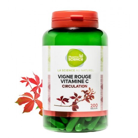 PHARMASCIENCE CIRCULATION Vigne rouge et Vitamine C 200 gélules