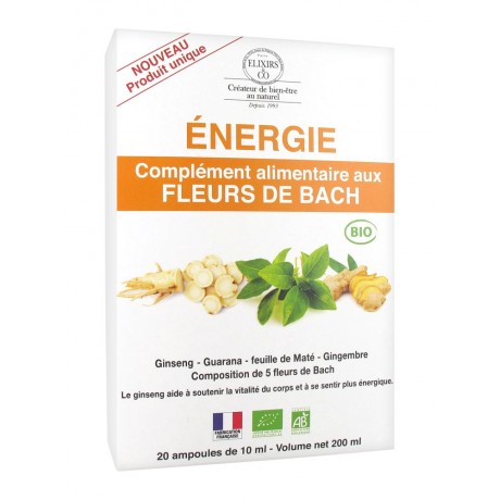 Elixirs & Co Complément Alimentaire aux Fleurs de Bach Energie Bio 20 Ampoules