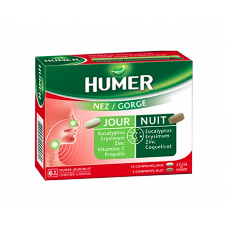 HUMER NEZ GORGE JOUR NUIT 10 COMPRIMES JOUR + 5 COMPRIMES NUIT HUMER NEZ GORGE JOUR NUIT 10 COMPRIMES JOUR + 5 COMPRIMES NUIT