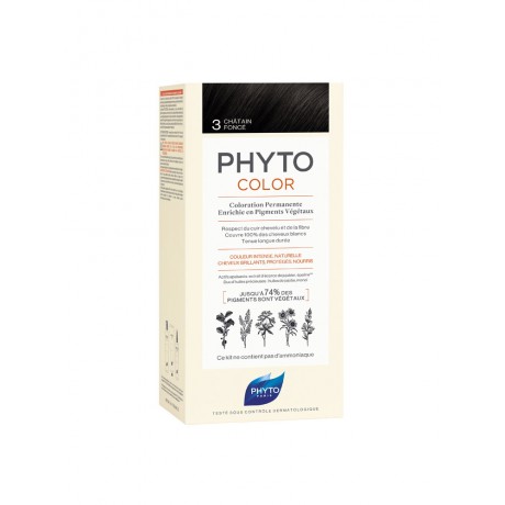 PHYTO PHYTOCOLOR COLORATION PERMANENTE AUX PIGMENTS VEGETAUX - 3 CHATAIN FONCE PHYTO PHYTOCOLOR COLORATION PERMANENTE AUX PIGMENTS VEGETAUX - 3 CHATAIN FONCE
