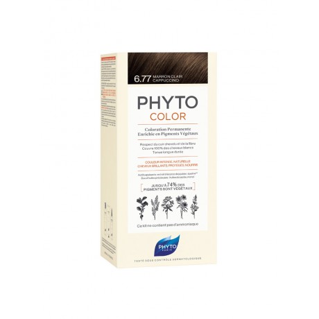 PHYTO PHYTOCOLOR COLORATION PERMANENTE AUX PIGMENTS VEGETAUX - 6.77 MARRON CLAIR CAPPUCCINO