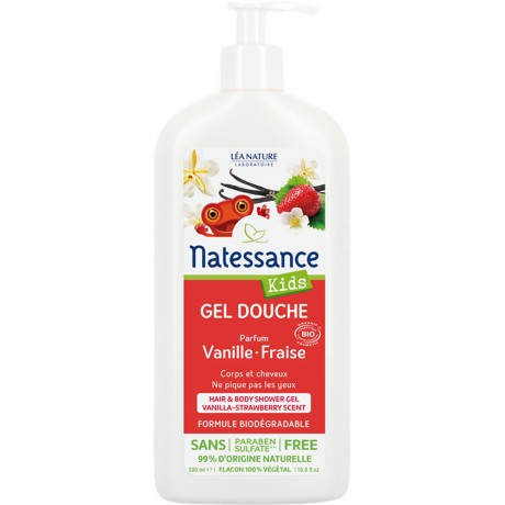 NATESSANCE KIDS BIO GEL DOUCHE VANILLE FRAISE 500ML NATESSANCE KIDS BIO GEL DOUCHE VANILLE FRAISE 500ML