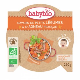 BABYBIO ASSIETTE REPAS AVEC MORCEAUX BIO 230G DES 12 MOIS MIJOTE DE LEGUMES ET AGNEAUX