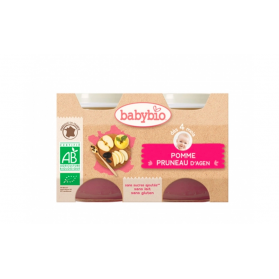 BABYBIO PETITS POTS FRUITS BIO 2X130G DES 4 MOIS - POMME PRUNEAU