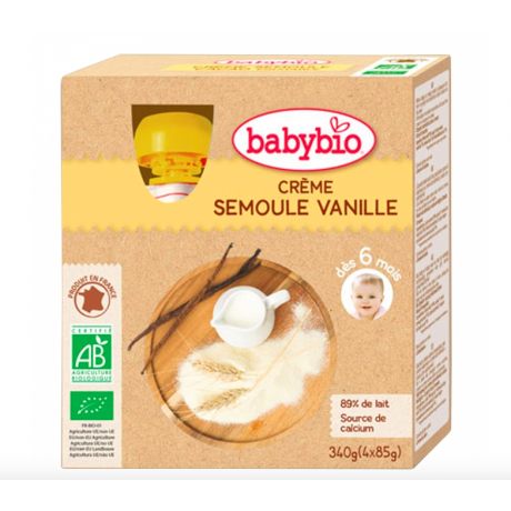 BABYBIO GOURDE CREME SEMOULE VANILLE BIO 4X85G DES 6 MOIS