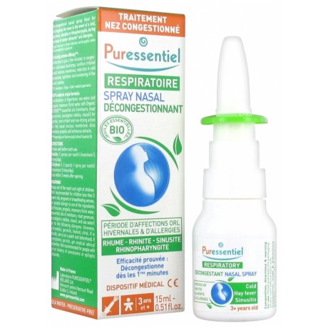 PURESSENTIEL RESPIRATOIRE SPRAY NASAL DÉCONGESTIONNANT BIO 15 ML PURESSENTIEL RESPIRATOIRE SPRAY NASAL DÉCONGESTIONNANT BIO 15 ML