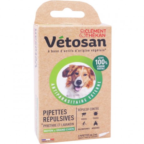 VETOSAN PIPETTES REPULSIVES GRAND MOYEN CHIEN 2X3Ml