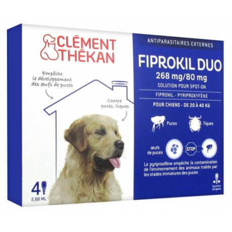 Solution antiparasitaire chiens 10 à 20 kg Perfikan Clément Thékan - 4  pipettes