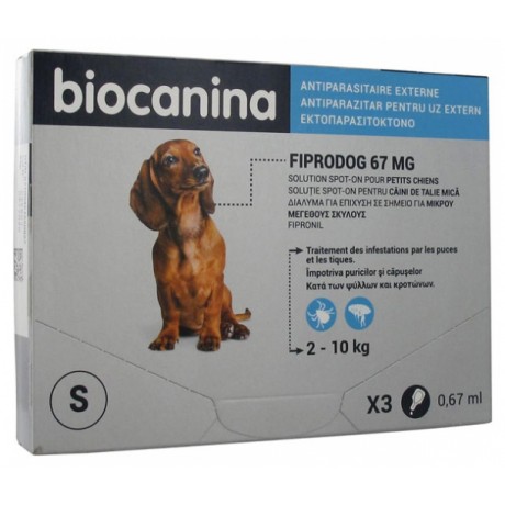 BIOCANINA FIPRODOG 67 MG SOLUTION SPOT-ON PETITS CHIENS 3 PIPETTES DE 0,67 ML