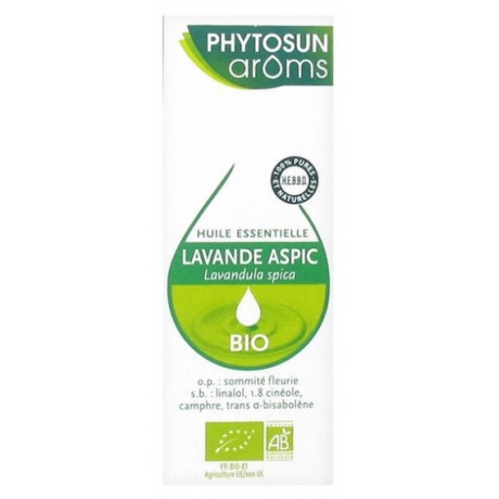 PHYTOSUN ARÔMS HUILE ESSENTIELLE LAVANDE ASPIC (LAVANDULA SPICA) BIO 10 ML PHYTOSUN ARÔMS HUILE ESSENTIELLE LAVANDE ASPIC (LAVANDULA SPICA) BIO 10 ML