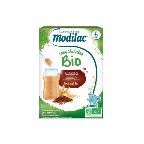 MODILAC MES CÉRÉALES CACAO BIO 250G DÈS 6 MOIS MODILAC MES CÉRÉALES CACAO BIO 250G DÈS 6 MOIS
