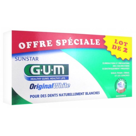 GUM ORIGINAL WHITE DENTIFRICE LOT DE 2 X 75 ML