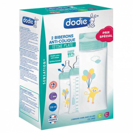 DODIE COFFRET 2 BIBERONS ANTI COLIQUE SENSATION + 6 MOIS ET PLUS 330ML - AIR DODIE COFFRET 2 BIBERONS ANTI COLIQUE SENSATION + 6 MOIS ET PLUS 330ML - AIR