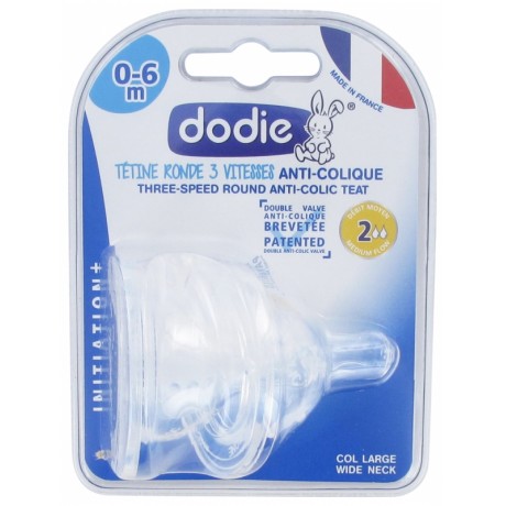 DODIE 2 TÉTINES RONDES 3 VITESSES ANTI-COLIQUE DÉBIT MOYEN 0-6 MOIS DODIE 2 TÉTINES RONDES 3 VITESSES ANTI-COLIQUE DÉBIT MOYEN 0-6 MOIS