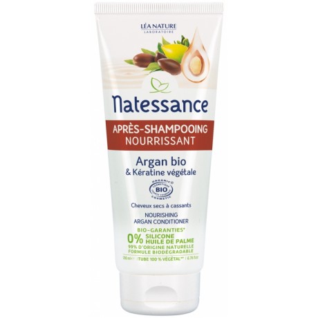 NATESSANCE APRÈS-SHAMPOOING NOURRISSANT ARGAN BIO ET KÉRATINE VÉGÉTALE 200 ML NATESSANCE APRÈS-SHAMPOOING NOURRISSANT ARGAN BIO ET KÉRATINE VÉGÉTALE 200 ML