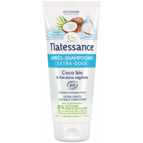 NATESSANCE APRÈS-SHAMPOOING EXTRA-DOUX COCO BIO ET KÉRATINE VÉGÉTALE 200 ML NATESSANCE APRÈS-SHAMPOOING EXTRA-DOUX COCO BIO ET KÉRATINE VÉGÉTALE 200 ML