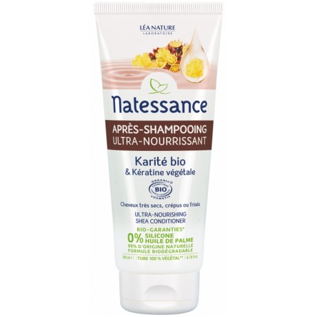 NATESSANCE APRÈS-SHAMPOOING ULTRA-NOURRISSANT KARITÉ BIO ET KÉRATINE VÉGÉTALE 200 ML