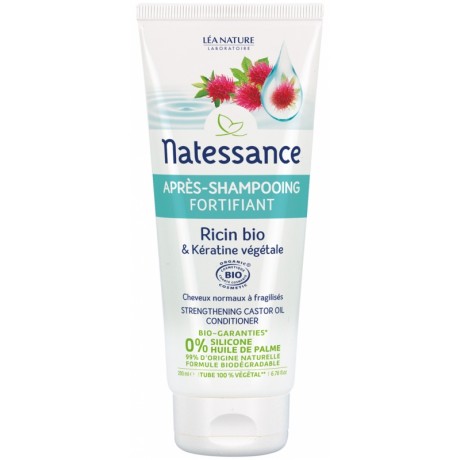 NATESSANCE APRÈS-SHAMPOOING FORTIFIANT RICIN BIO ET KÉRATINE VÉGÉTALE 200 ML NATESSANCE APRÈS-SHAMPOOING FORTIFIANT RICIN BIO ET KÉRATINE VÉGÉTALE 200 ML