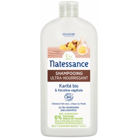 NATESSANCE SHAMPOOING ULTRA-NOURRISSANT KARITÉ BIO ET KÉRATINE VÉGÉTALE 500 ML