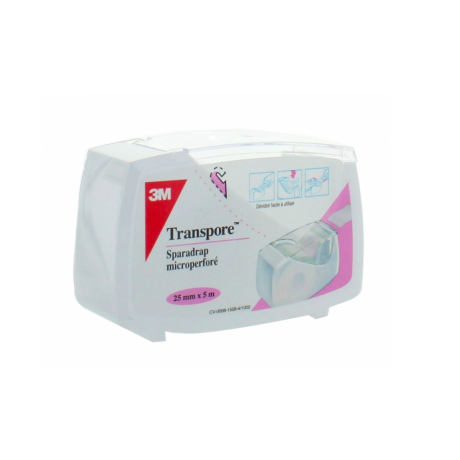 3M TRANSPORE SPARADRAP PLASTIQUE MICROPERFORE 25MMX5M