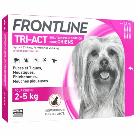 FRONTLINE - Tri-act - Spot-on chiens 2 à 5kg, 6 pipettes de 0,5ml FRONTLINE - Tri-act - Spot-on chiens 2 à 5kg, 6 pipettes de 0,5ml