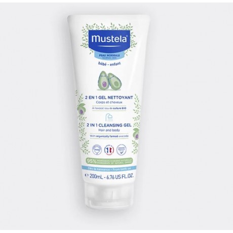 MUSTELA Gel Nettoyant 2 en 1 à l'avocat bio 200ml MUSTELA Gel Nettoyant 2 en 1 à l'avocat bio 200ml
