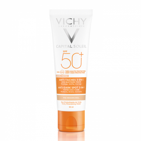 VICHY IDEAL SOLEIL SOIN ANTI TACHES TEINTE 3-EN-1 TRES HAUTE PROTECTION SPF50+ 50ML VICHY IDEAL SOLEIL SOIN ANTI TACHES TEINTE 3-EN-1 TRES HAUTE PROTECTION SPF50+ 50ML