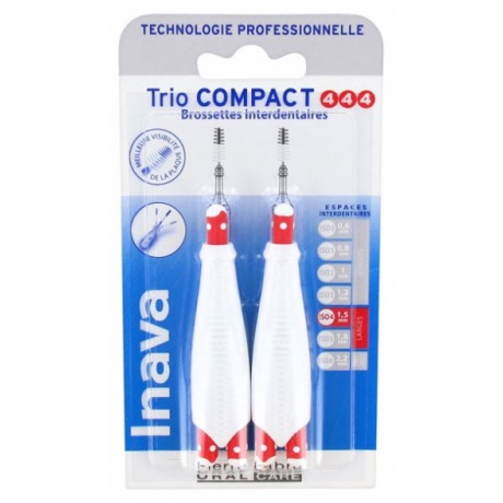 INAVA TRIO COMPACT 6 BROSSETTES INTERDENTAIRES - TAILLE : ISO4 1,5 MM ROUGE