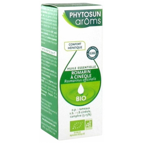 PHYTOSUN ARÔMS HUILE ESSENTIELLE ROMARIN À CINÉOLE (ROSMARINUS OFFICINALIS) BIO 10 ML PHYTOSUN ARÔMS HUILE ESSENTIELLE ROMARIN À CINÉOLE (ROSMARINUS OFFICINALIS) BIO 10 ML