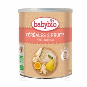 BABYBIO CEREALES BIO 220G DES 6 MOIS  - 3 FRUITS QUINOA