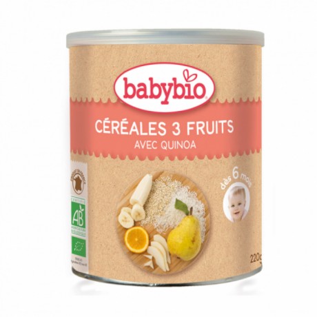 BABYBIO CEREALES BIO 220G DES 6 MOIS - 3 FRUITS QUINOA BABYBIO CEREALES BIO 220G DES 6 MOIS - 3 FRUITS QUINOA