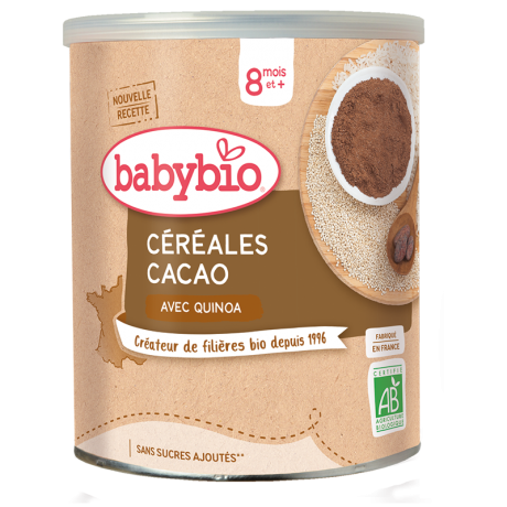 BABYBIO CÉRÉALES CACAO AVEC QUINOA Dès 8 mois 220g BABYBIO CÉRÉALES CACAO AVEC QUINOA Dès 8 mois 220g