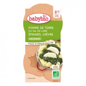 BABYBIO Bol de pomme de terre épinard chèvre dès 8 mois - 2x200g