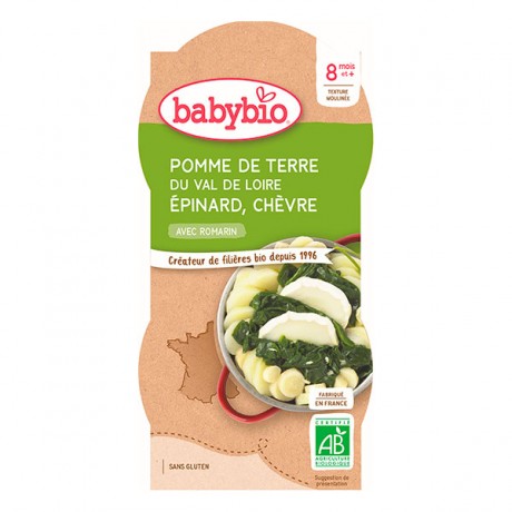 BABYBIO Bol de pomme de terre épinard chèvre dès 8 mois - 2x200g BABYBIO Bol de pomme de terre épinard chèvre dès 8 mois - 2x200g