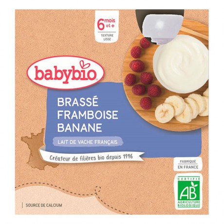 BABYBIO Brassé framboise banane gourde dès 6 mois 4x85g