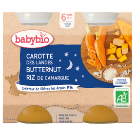 BABYBIO Pots NUIT carotte butternut & riz 2x200g