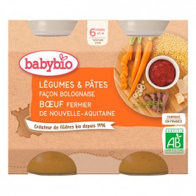 BABYBIO Petits pots légumes et pâtes façon bolognaise dès 6 mois 2x200g