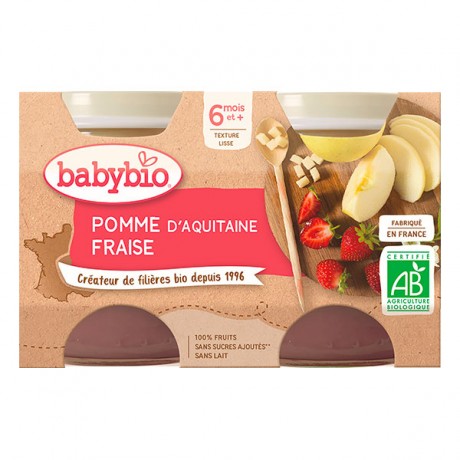BABYBIO Petits pots pomme fraise - 2x130g