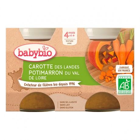 BABYBIO Carotte Potimarron dès 4mois 2x130gr BABYBIO Carotte Potimarron dès 4mois 2x130gr