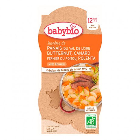 BABYBIO Bols Panais Courge Butternut Canard Polenta dès 12m BABYBIO Bols Panais Courge Butternut Canard Polenta dès 12m