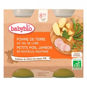 BABYBIO Petits pots Menu Légumes Jambon 8 mois - 2x200g