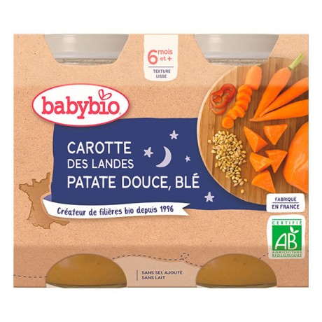 BABYBIO Petits pots Carotte Patate douce Blé 6 mois 2x200g BABYBIO Petits pots Carotte Patate douce Blé 6 mois 2x200g