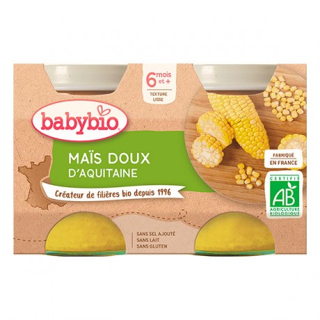 BABYBIO Petits pots Maïs doux d'Aquitaine dès 6 mois 2x130gr BABYBIO Petits pots Maïs doux d'Aquitaine dès 6 mois 2x130gr