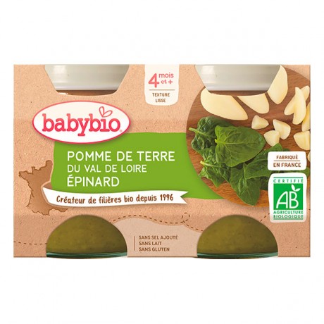 BABYBIO Petits pots Pomme de terre Epinards dès 4mois