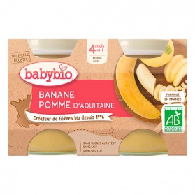 BABYBIO Petits pots banane et pomme d'Aquitaine dès 4 mois - 2 x 130g